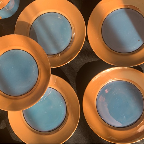 TT Takito Iridescent Hand Painted Lusterware Tea Set with Lunch/Dessert plates - Picture 12 of 15